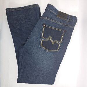 LRG El Vampiro Jeans Men 42x33 Baggy Leg Dark Wash 90s Y2K Skater Faded Wide Leg